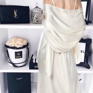 100% SILK SATIN White Large Shawl Scarf Wrap Wedding Bridal Bridesmaid Cover up